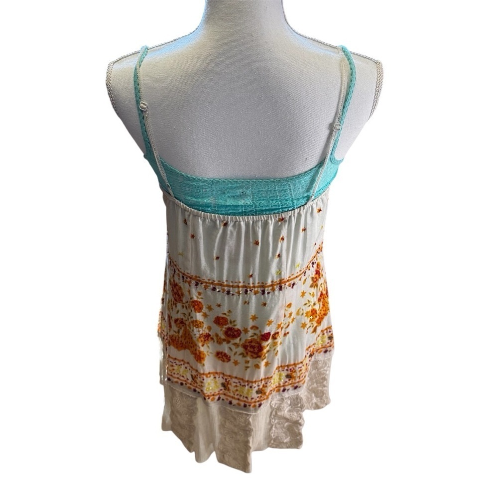 Free People  Dress and Cami Ivory& Orange Floral Print  Teal Cami  Size S/P NEW - Picture 17 of 17